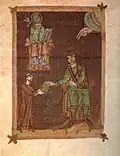 Grégoire Ier et Henri II, manuscrit des Morales sur Job, XIe siècle.