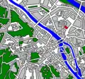 Situation dans la vieille ville de Bamberg.