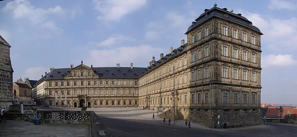 Nouvelle résidence de Bamberg, édifié entre 1697 et 1703 sur ordre de Lothaire-François de Schönborn, prince-évêque de Bamberg, prince-archevêque et électeur de Mayence