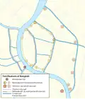 Le quartier de Phra Nakhon, ses anciens remparts, ses 14 forts d'origine et les 8 forts supplémentaires