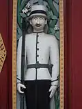 Dvarapala sous forme de soldat moderne au Wat Ratchabophit (en) de Bangkok.
