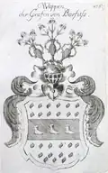 Les armoiries des comtes de Barfus(s) dans Der Durchlauchtigen Welt vollständiges Wappenbuch, 1776