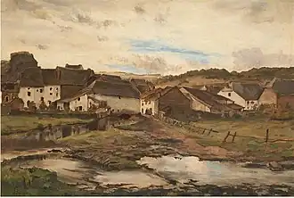 Vue d'un village.