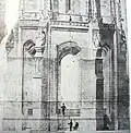 Projet de consolidation de la base de la flèche Saint-Michel ; élévation ; signé Abadie, 1863