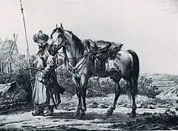 Dessin de cavalier bachkir par le peintre polonais Aleksander Orłowski (1777–1832).