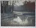 Louis Prat 1909, gravure eau forte, 37x49 cm Le bassin du fer à cheval, Parc de Saint-Cloud