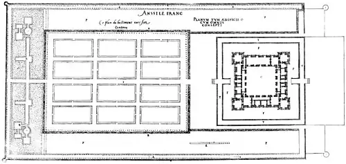 "Anssy-le-Franc" (1576, Jacques Ier Androuet du Cerceau, « Les plus excellents bastiments de France »).