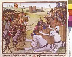 Bataille entre Alexandre et Poros, Maître de l'Alexandre de Wauquelin, XVe&nbsp;siècle.