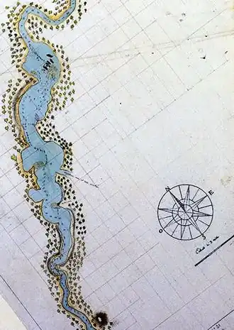 Première carte de la Swan River dessinée par François-Antoine Boniface Heirisson du Naturaliste, 17-22 juin 1801.