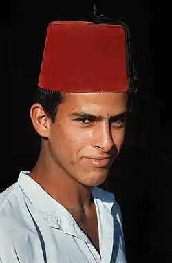 Bédouin d'Israël portant un fez ottoman.