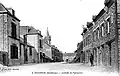Beignon ː la route de Paimpont vers 1930 (carte postale).