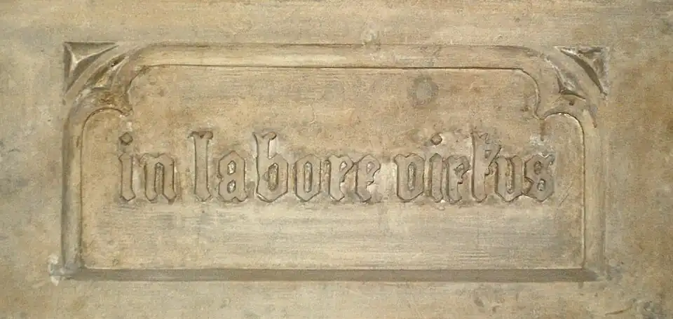 Cheminée du deuxième logement« In labore virtus ».