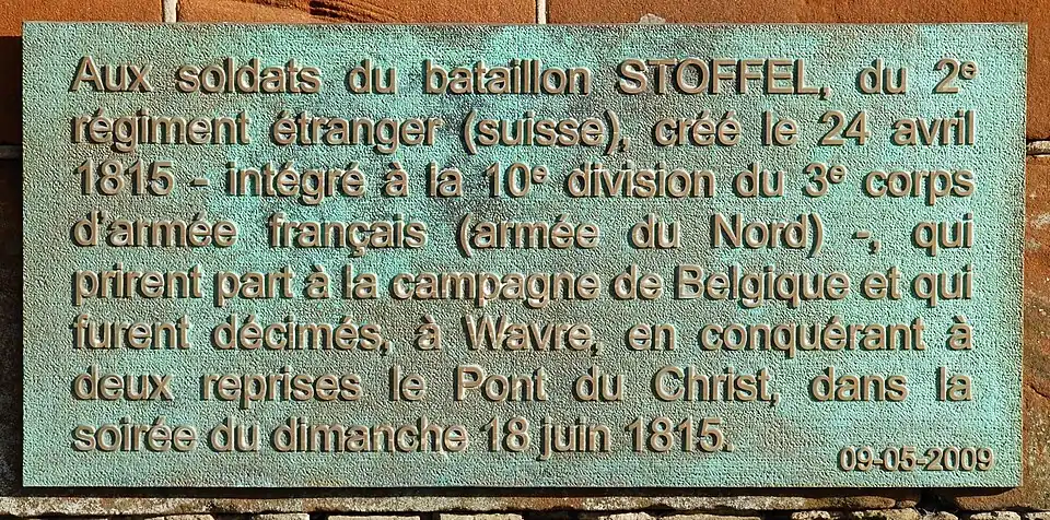 Plaque au bataillon Stoffel.