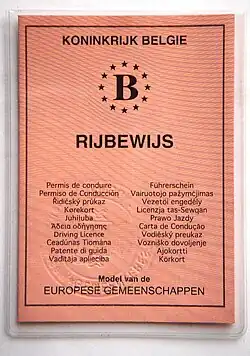 Permis de conduire belge.