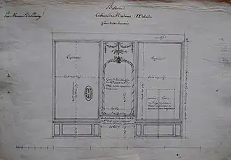 Paroi du côté de l'aile des bains du cabinet d'angle de Mme Adélaïde à Bellevue, vers 1775. Archives nationales.