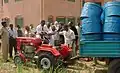 Inauguration d'un petit tracteur destiné à la riziculture.