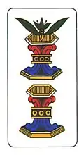 Deux de coupe, enseignes latines, portrait de Bergame.
