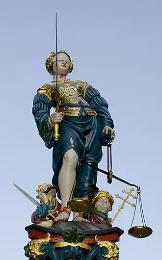 Sculpture de Hans Gieng sur la fontaine de la Justice à Berne, 1543.