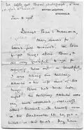 La première page de la lettre, Bertha Phillpotts à ses parents, 1918