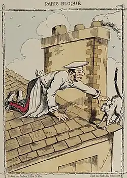 Paris bloqué : La chasse aux lapins de gouttière, caricature de Faustin Betbeder.