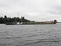 Wrack der Ulrich Finsterwalder (ehemaliger Betontanker der Hydrierwerke Pölitz AG) im Dammscher See