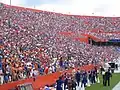 Vue d'une tribune du stade pendant un match.