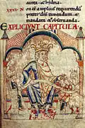 Bible d'Étienne Harding : le roi Salomon (Dijon, Bibliothèque Municipale, ms. 14, fol. 13r)