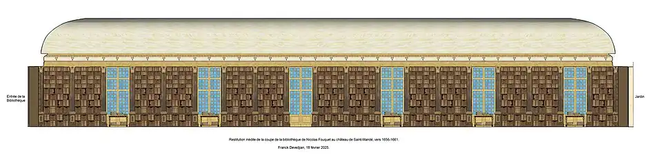 Restitution de la coupe de la bibliothèque de Nicolas Fouquet à Saint-Mandé, vers 1656-1661.