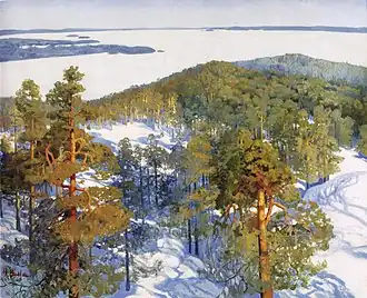 Vue hivernale de l'esker de Pyynikki.