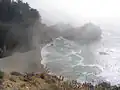 Les chutes et plage dans le brouillard, octobre 2013