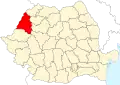 Map of Romania highlighting Bihor County