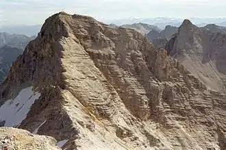 Vue du sommet de la Birkkarspitze depuis l'ouest.