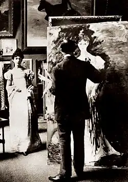 Jacques-Émile Blanche peignant le portrait de Marie de Heredia, 1893.
