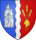 Chavenay (78)parti, au premier d'azur …, au second de gueules à un bonnet phrygien d'or brochant sur trois épis de blé …