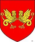 Dragons monstrueux à faces humaines, les extrémités se terminent en serpents. Famille de Mondragon et alliée d'Ancezune