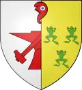 Chantraine (88)Parti : au premier …, au second … ; à un bonnet phrygien de gueules à la cocarde d'argent boutonnée d'azur brochant en chef sur la partition.