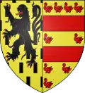 Isabelle de Mello : « Parti, au 1e d'or (sable) semé de billettes de sable (d'or), au lion du même, armé et lampassé de gueules, brochant sur le tout » , qui est de Beaujeu-Montpensier ; « au second d'or à deux fasces de gueules, accompagnées d'un orle de merlettes du même, qui est de Mello. »