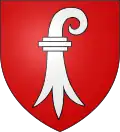 De gueules à l'étui de crosse d'argent tourné vers sénestre