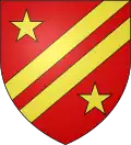 Anciennes armes des Bonaparte : de gueules à deux barres d'or accompagnées de deux étoiles du même, une en chef, une en pointe.