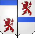 « Saluzzo della Manta » : Écartelé: aux 1 et 4, d'argent, au chef d'azur ch. d'une fleur-de-lis d'or; aux 2 et 3, d'argent, au lion de gueules.
