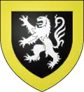 écu noir entouré de jaune avec un lion blanc debout
