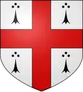 D'argent à la croix de gueules cantonnée de quatre mouchetures d'hermine de sable.