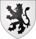D'argent au lion de sable couronné du mesme, armé et lampassé de gueules