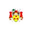Blason avec 3 roses 1,2 à quatre pétales