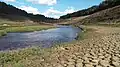 Le Blavet au niveau du lac de Guerlédan lors de l'assec 2015.