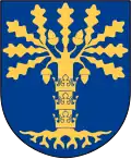 Armoiries de la province suédoise de Blekinge, représentant un chêne dont le tronc porte trois couronnes.