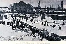 45e rue et Grand Central Terminal, Manhattan, 12 mars 1888.