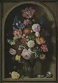 Ambrosius Bosschaert, Bouquet de fleurs dans un vase, 1618, huile sur cuivre, 55,5 x 39,5 cm.