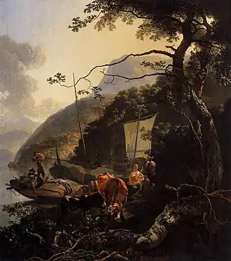 Bateliers sur la rive d'un lac1650-70, Rijksmuseum