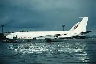 5N-MAS, le Boeing 707 impliqué, ici à l'aéroport de Luxembourg-Findel trois jours avant l'accident.